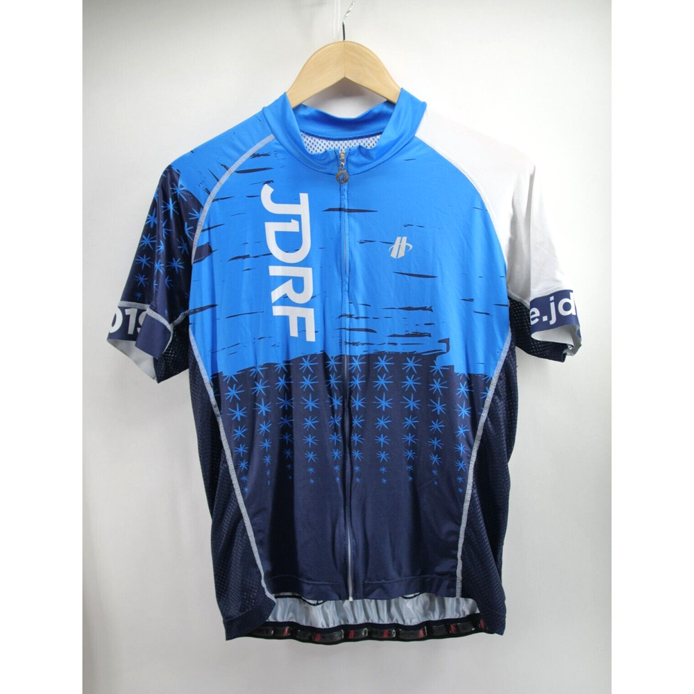 Hincapie JDRF Cycling Jersey‎ Shirt Womens L Blue Short Sleeve Full Zip